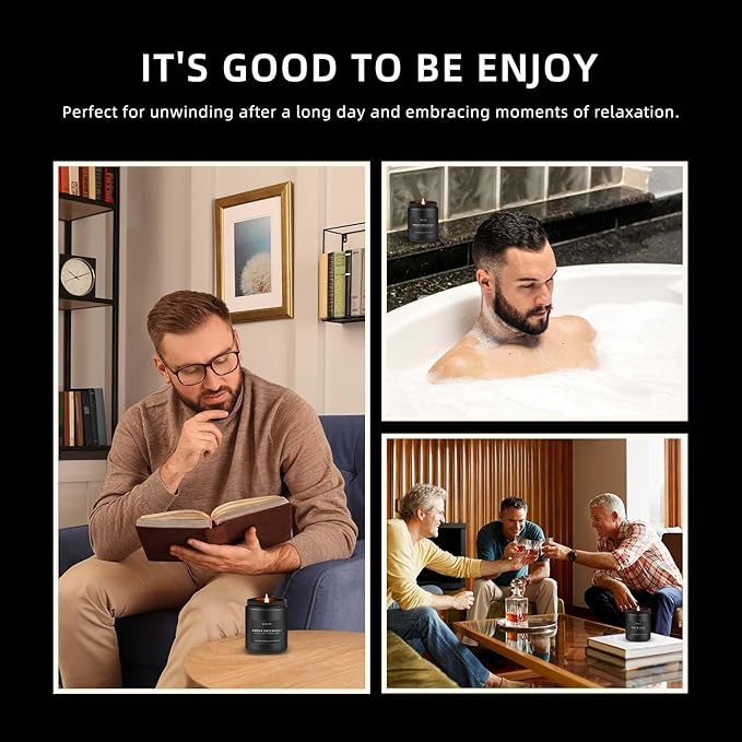 Scented Candles for Men | Vintage Oak Candle - Candle for Men, Manly Candles for Home Scented, Man Gifts for Him/Friend -7oz Black Jar