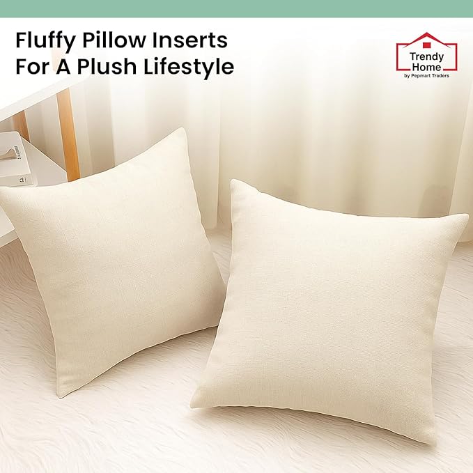 Trendy Home 18x18 100% Natural Cotton Throw Pillow Insert(Set of 2), Bed and Couch Pillows Stuffer Hypoallergenic, Decorative Home Outdoor Sofa Pillow Filler (Cotton, 2 Pack)