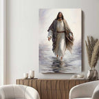 Fantasy Artists Jesus Christ Wall Art Jesus Walking On Water Canvas Print Christian Painting Biblical Wall Decor Religious Room Decor for Church Prayer Room Christian Schools Hospitals 24'' x 36''