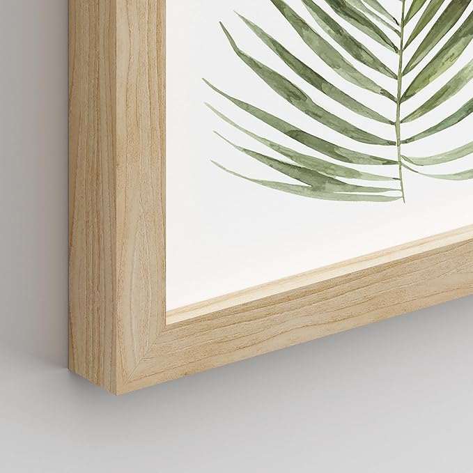 SIGNWIN Framed Banana Palm Monstera Leaf Wall Art, Set of 4 Green Pastel Wall Decor Prints, Nature Wilderness Wall D¨¦cor for Living Room, Bedroom - 12"x16" Natural