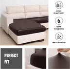 Yates Home Sectional Couch Covers 3 Piece Sofa Cushion Covers for L Shape Couch PU Leather Separate Cushions Couch Chaise Slip Cover for Both Left/Right Sectional Couch(2 Seater + 1 Chaise,Chocolate)