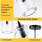 2 Pack Pendant Light for Kitchen Island, Modern Crystal Modern Pendant Lights, Black Pendant Light in Kitchen Island, E12 Bulb Indoor Island Pendant Lights, for DiningRoom,Living Room,Bedroom