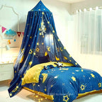 Stars Moon Print Kids Bed Canopy, Girls Princess Canopy Dreamy Room Decor, Soft Hanging Reading Nook Play Tent Canopy, Extra Large Full Size Bed Canopy with String Light