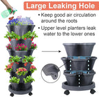 Vertical Planter, 6 Tier Stackable Strawberry Planter with Garden Tool Set, Movable Indoor/Outdoor Garden Herb Pot for Growing Vegetables and Succulents, Dark Gray