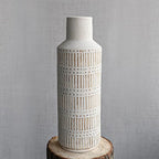 Rustic Ceramic Vase for Living Room Bedroom 11.02'' Antique White Flower Vase for Bouquet Fake Plant Home Decor Office Table Shelf Fireplace Centerpieces Retro Vintage Classic Modern