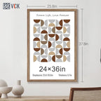 VCK 24x36 Poster Frame 3 Pack - Brown Walnut, Natural Textured Solid Wood Picture Frame, Wall Mounting Hanging