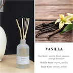 Vanilla Reed Diffuser, 7.4oz(220ml) Orange Blossom Black Pepper Amber Essential Oils, Air Freshener for Home with Willow Branches Decor, Long Lasting Fragrance for Bathroom, Office (1-Pack)