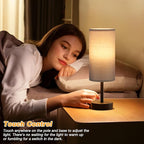 Grey Touch Bedside Lamp with USB - 3 Way Dimmable Table Lamp for Bedroom, Nightstand Lamp with Black Charging Station for Desk Dorm, Office, Boy Kids Room, Small
