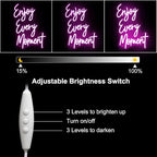 Enjoy Every Moment Neon Sign Pink Letter LED Sign Words Neon Light Up Sign Enjoy Neon Signs for Wall Decor LED Neon Lights Signs for Bedroom Bar Restaurant Salon Party Decor