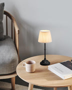 KDG Cordless LED Table Lamp, Portables Fabric Shade Desk Lamps, 4000mAh Rechargeable Battery Powered Lighting, Dimmable Light for Dining Room, Bedroom, Bedside, Night Light, Balcony (Black)