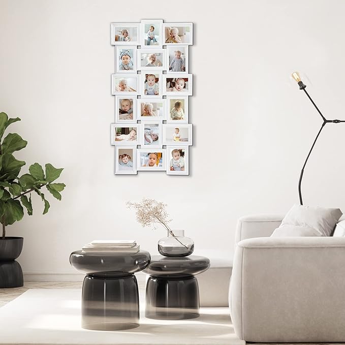 Jerry & Maggie 4X6 Collage Picture Frames for Wall Decor, 18 Opening Collage Wall Hanging for 6x4 Photo, Multi Picture Frame Set with One-piece Design White