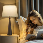 Oneach 25.75" Modern Table Lamp Set of 2, Bedside Lamps with USB Ports, Black Nightstand Lamps Set for Living Room Bedroom House Bedside Home Office Family