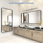 WEER Black Bathroom Mirror for Wall 60X30 Inch, Rectangular Black Metal Framed Vanity Mirror, Farmhouse Matte Black Mirror with Tempered Glass, Rounded Corner, Anti-Rust (Horizontal/Vertical)