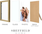 Sheffield Home 4 Piece Gallery Wall Frame Set, 8x10 Inch, 5x7 Inch, and 4x6 Inch, Gold
