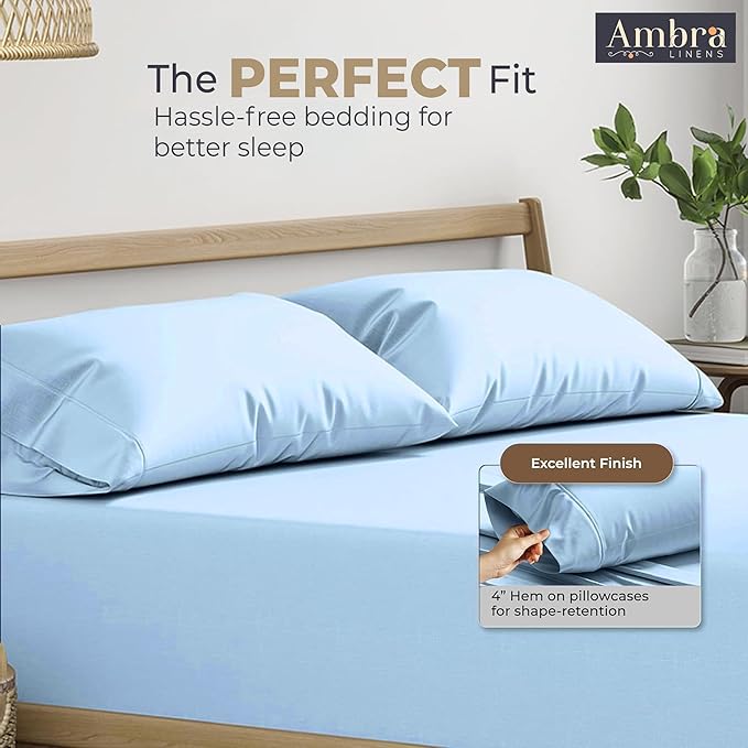 Ultra Soft Pillow Protectors 400TC Set of 2 Breathable Pillow Covers 100% Protection Against Stains, Dust & Dirt - Machine Washable