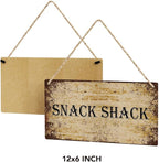 SENJIAN Rustic Snack Shack Wood Decor Sign, Retro Snack Shack Printed Wood Sign Wall Art, Hanging Door Sign, Decorative Wood Sign Home Decor 12" x 6"