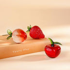 Set of 3 Crystal Fruits Decoration for Home Kitchen Glass Red Strawberry Apple Peach Fruit Figurines Glass Fruits Decor for Wedding Birthday Tabletop Centerpiece