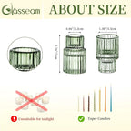 Glasseam Taper Glass Candlestick Holder: Green Candle Stick Holders Set of 2 Small Candle Holders for Candlesticks Vintage Crystal Tapered Candle Holder for Wedding Table Centerpiece Christmas Advent