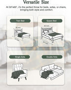 ZonLi Green Plaid Throw Blanket for Couch, Fall Plaid Blanket for Home Decor, Soft Lightweight Cozy All Season Decorative Vintage Blankets with Tassel for Bed and Sofa, 50'' x 60''