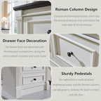 Farmhouse 8 Drawers Dresser for Bedroom, 61" Wide Large Dressers & Chests of Drawers w/Roman Column, Storage Dressers Organizer for Bedroom, Hallway, Living Room, White