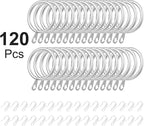 Hotop 60 Pieces 1.65 Inch Metal Drapery Curtain Rings Curtain Hanging Rings and 60 Pieces Metal Drapery Pin Hooks for Drapes Window Door Shower (Silver)