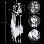 Dremisland Dream catcher New Moon Design Handmade White Feather Wall Hanging Home Decoration Ornament Craft Gift (White Moon)