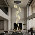 Modern Large Crystal Chandelier for High Ceiling LED Dimmable Chandelier Lighting for Foyer Hallway Staircase 36-Light Black
