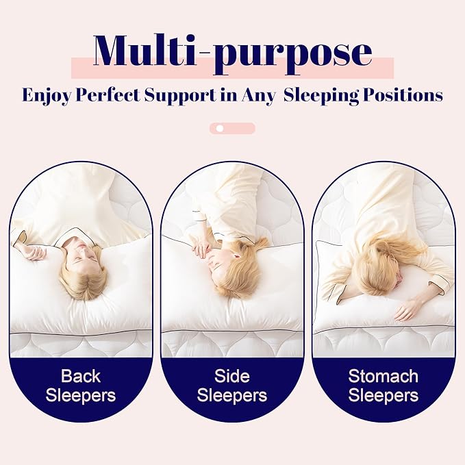 Cosybay Goose Feather and Down Bed Pillow, Premium Medium White Pillow Inserts for Sleeping, Luxury Bedding Pillows for Side and Back Sleepers, Queen Size, 20x28 Inches, 2 Pack