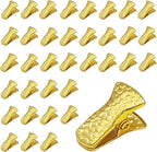35 Pack Mini Metal Alligator Clips for Crafts Non-Slip Silicone-Coated Retro DIY Badge Small Clips (Gold)