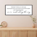 The Best Things in Life Wall Decor Sign 40 x 15 Inch Memories Inspirational Quotes Wood Framed Family Entryway Living Room Home Wall Art for Farmhouse Bedroom Room (Black)