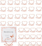 36 Pcs Heart Table Number Holders - Rust-Resistant Metal Place Card Stands for Weddings, Office & Home Decor (Rose Gold)
