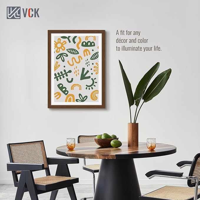 VCK 20x28 Picture Frame 3 Pack, Brown Wood Poster Frame with Exclusive Wood Grain, Wall Mounting Hanging