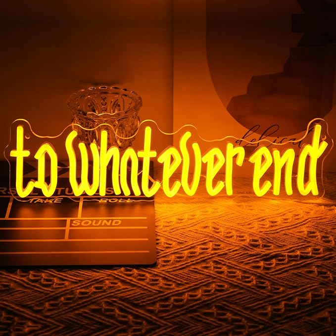 To Whatever End Neon Sign Orange Letter LED Sign for Wall Phrase Neon Light Dimmable Words Neon Lights Signs for Bedroom Man Cave Reading Room Bookshelf Decor Book Lovers Gifts Old English Font