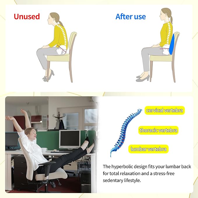 Lumbar Support Pillow for Office Chair,Memory Foam Back Lumbar Support Pillow,Relieve Back Pain,3D Breathable Fabric&Shoulder Strap Fixation,Back Support for Office Chair/Wheelchair/Car(Black)