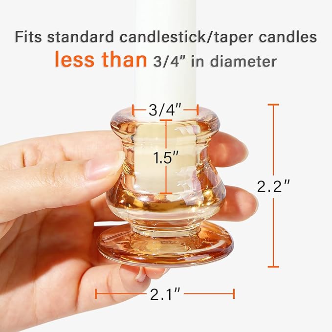 12pcs Gold Candlestick Holders- Taper Candle Holders for Table Centerpiece- Glass Candle Holder for Wedding, Dinner Table, Party and Festival Decoration