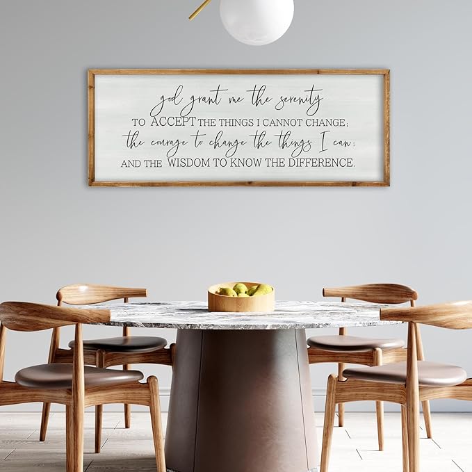 ZZJJHYWGQ God Grant Me Prayer Wall Decor Christian Serenity Prayer Sign 32"×12" God Jesus Catholic Prayer Bible Verse Inspirational Quotes for Living Room Bedroom Office Large Hanging Art (Wood)