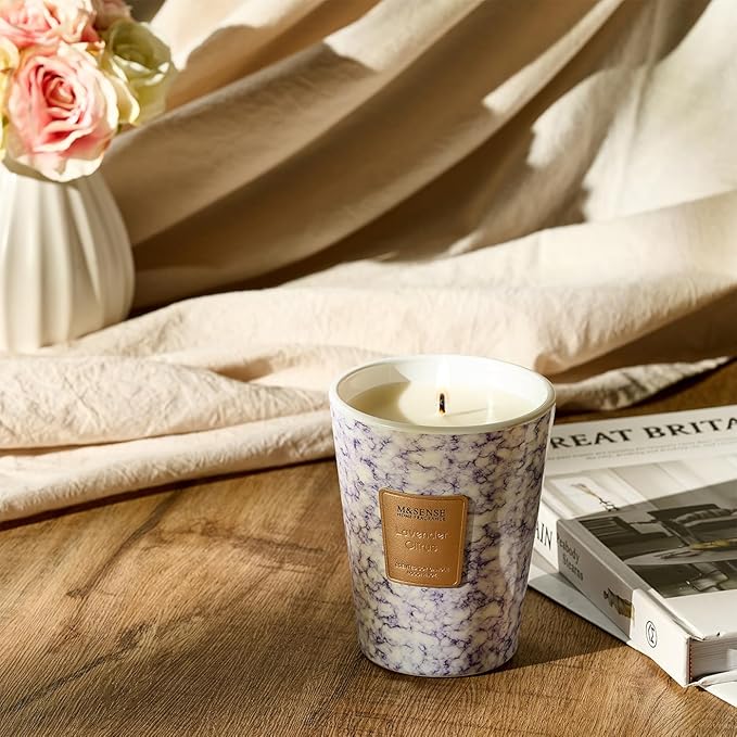 M&SENSE LavenderCitrus Scented Candles for Home, Lead-Free Wick Highly Scented Jar Candles, 14.1 Oz 80 Hours Lasting Burning Candles Gifts for Women, Relaxing Aromatherapy Candle for Stress Relief