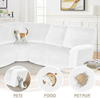 Arfntevss Sectional Recliner Couch Covers Velvet Corner Sectional Sofa Cover for Reclining Couch Stretch Soft L Shape Recliner Slipcover Thick U Shaped Washable Protector (5 Seat Cover, White)