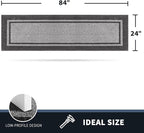 PURRUGS Dirt Trapping Door Mat 24" x 84", Non-Slip/Skid Machine Washable Entryway Rug, Shoes Scraper, Area Rug, Super Absorbent Welcome Mat for Muddy Wet Shoes and Paws, Light Grey & Dark Grey