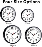 Atomic Wall Clock 14 Inch, Modern Clock Battery Operated Classic Analog Decorative for Kitchen, Living Room, Office, Bedroom, Bathroom (Black)