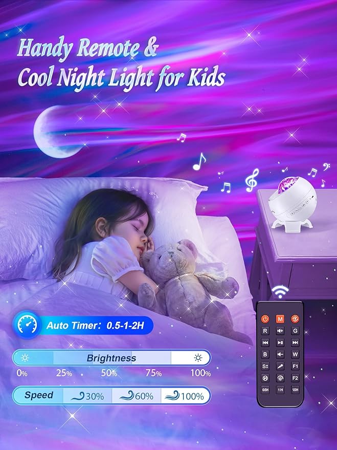 Northern Lights Projector,180 Lighting Modes Galaxy Projector for Bedroom,15 White Noise&Bluetooth Galaxy Projector for Bedroom,Remote+Timer Moon Star Projector Galaxy Light Projector,Christmas Gifts
