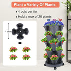 Vertical Planter, 5 Tier Stackable Strawberry Planter with Garden Tool Set, Movable Indoor/Outdoor Garden Herb Pot for Growing Vegetables and Succulents, Dark Gray