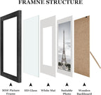 Picture Frames Set of 10 Balck, Bulk MDF Frames for 8x10, 5x7, 4x6 Photos Real Glass for Wall or Tabletop