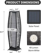 Outdoor Floor Lamp Weather-Resistant Outdoor Wicker Light Solar Powered Lantern Deck Lights for Patio Yard Garden