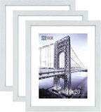 VCK 16x20 Poster Frames 3 Pack White MDF Wood and Polished Plexiglass Frame,Display Pictures in Horizontal and Vertical
