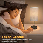 AKASUKI 18Inch Table Lamp with Dual Charging Station, 3 Way Dimmable Touch Lamp for Bedroom, Living Room, Office(LED Bulb Included)