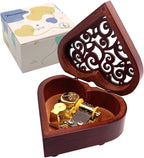 Pursuestar Over The Rainbow Music Box, Heart Shaped Vintage Hollow Out Wood Mechanism Wind Up Musical Box Gifts for Birthday Christmas Wedding Valentine's Day