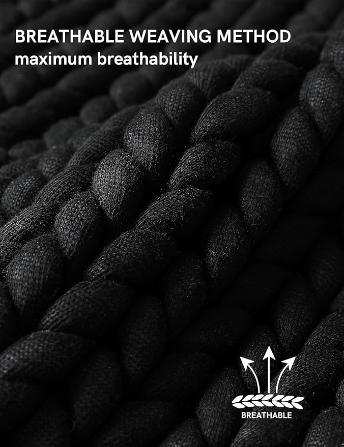 YnM Chunky Throw Blanket, Medium-Weight, Hand Knitted, Skin Friendly, Ventilated and Breathable, Machine Washable, Home Décor Piece for Couch, Sofa and Bed (Black, 40x50 Inch)