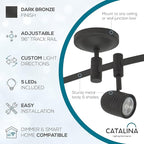 Catalina Lighting 96" Track Ceiling Light, Oil Rubbed Bronze, Transitional 5-Light LED Flex Track, Bulb Included, for Kitchen, Living Room, Home Lighting