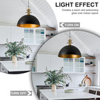 18 Inch Black Farmhouse Pendant Lights Large Pendant Lights for Kitchen Island Industrial Adjustable Height Vintage Big Dome Hanging Light Fixtures for Barn, Dining Room